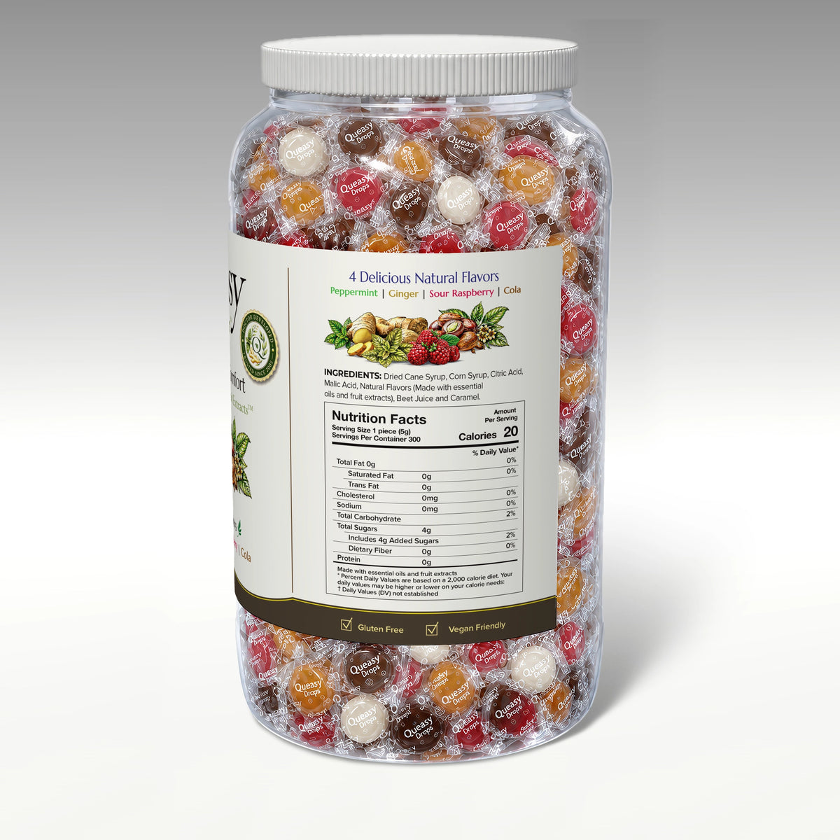 Queasy 300 Variety - nutrition and ingredients panel