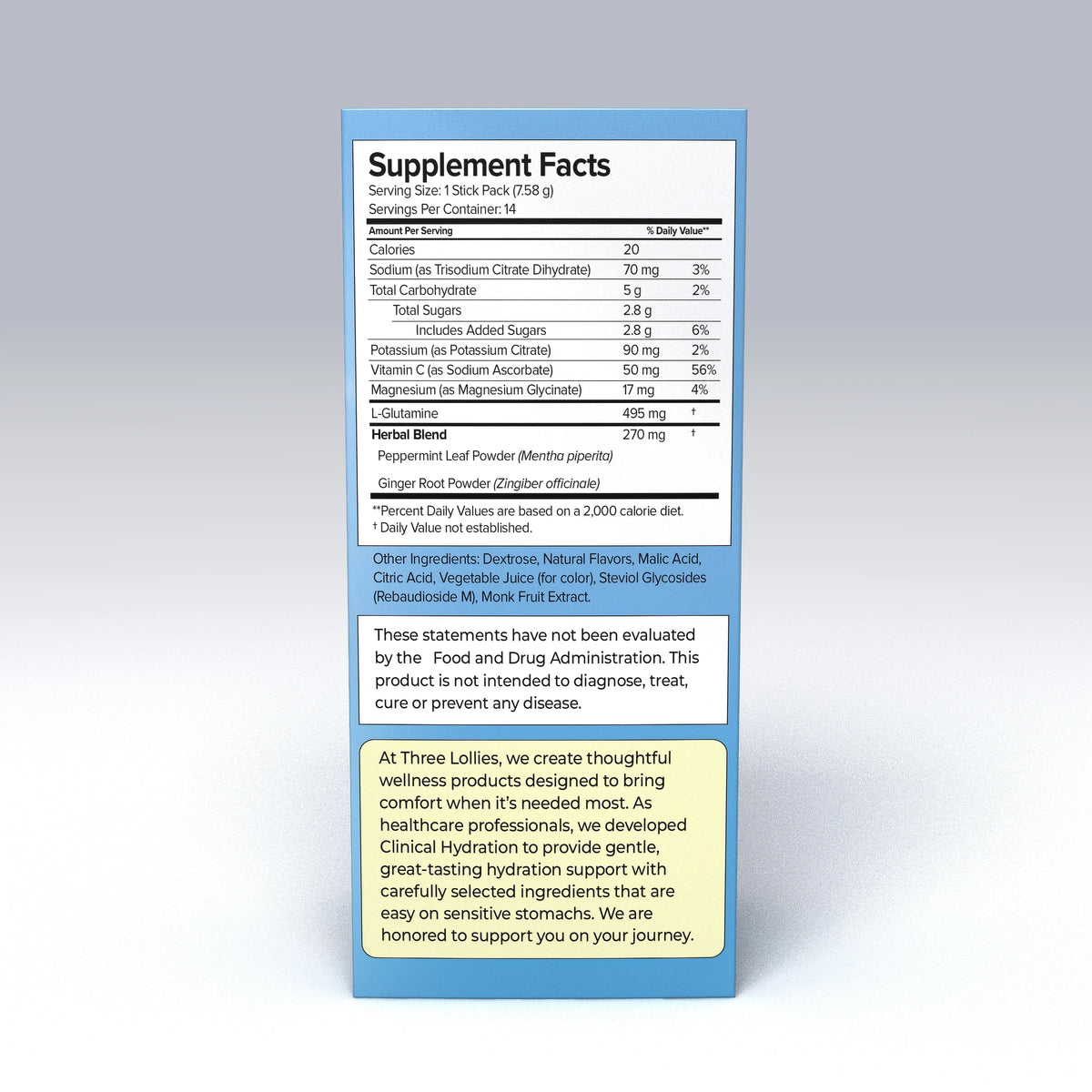 Clinical Hydration 14 Packets - supplement facts panel