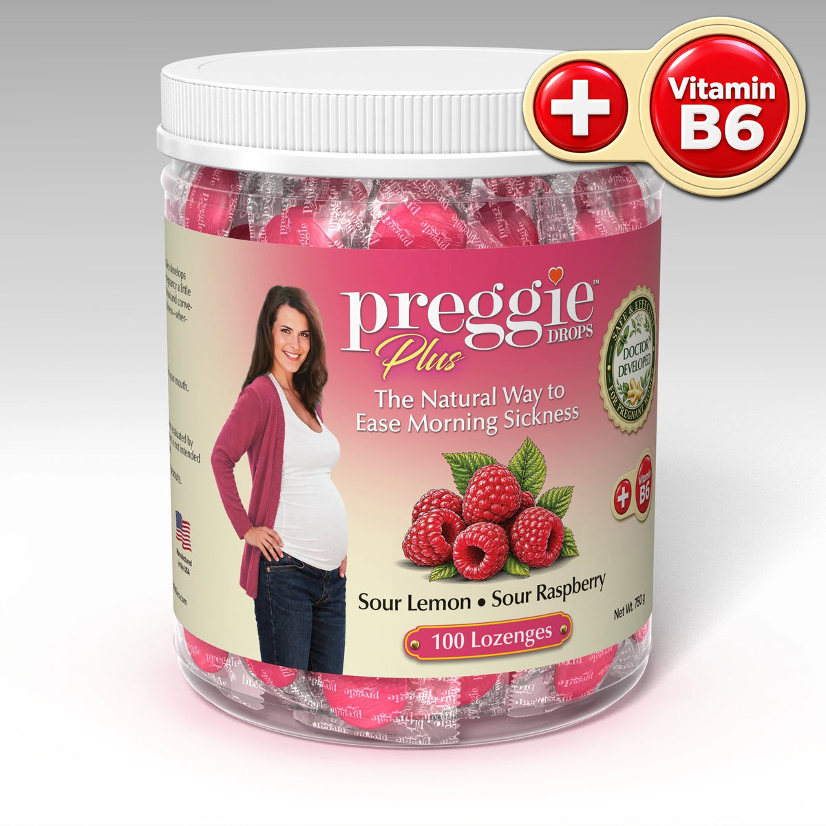 Preggie Drops Plus Sour Raspberry