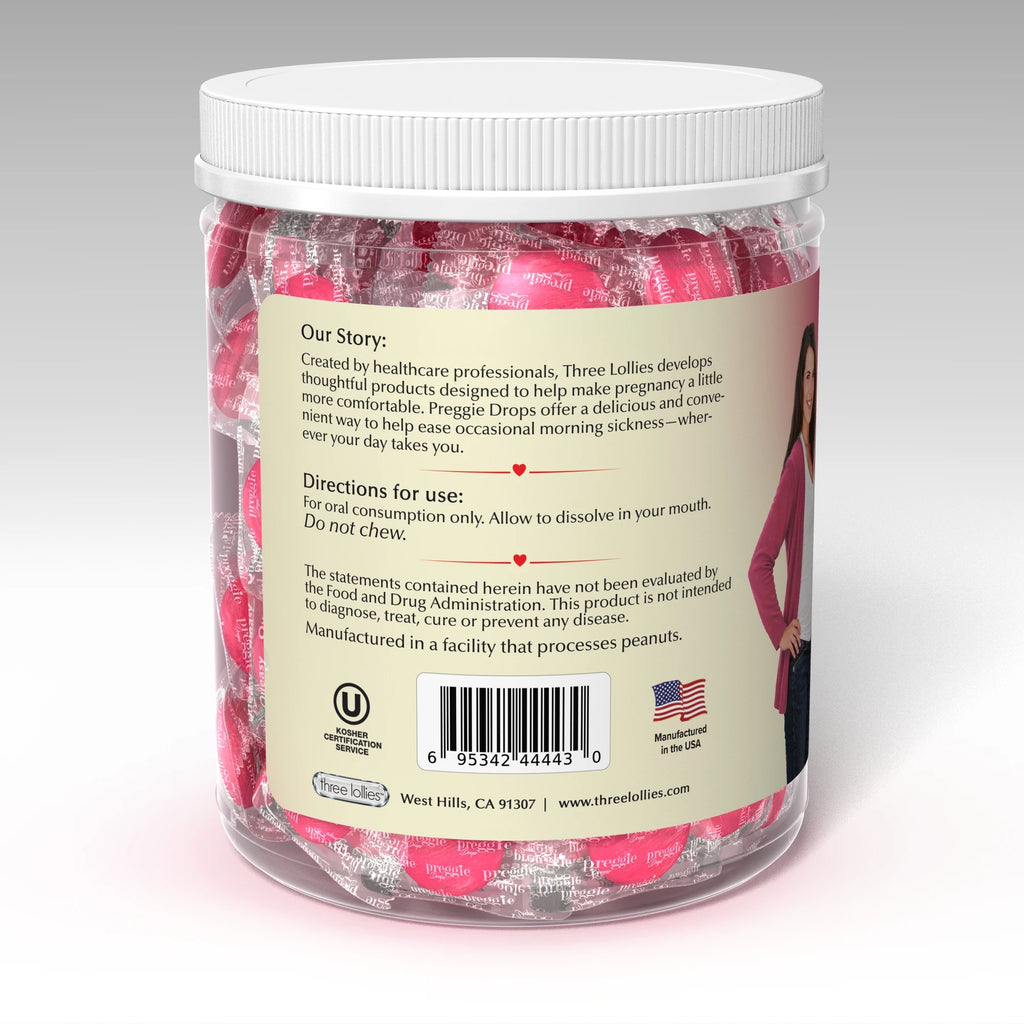 Preggie 100 Sour Raspberry Plus - directions and barcode panel