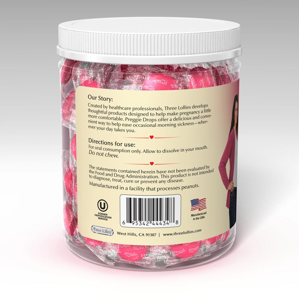 Preggie 100 Sour Raspberry - directions and barcode panel