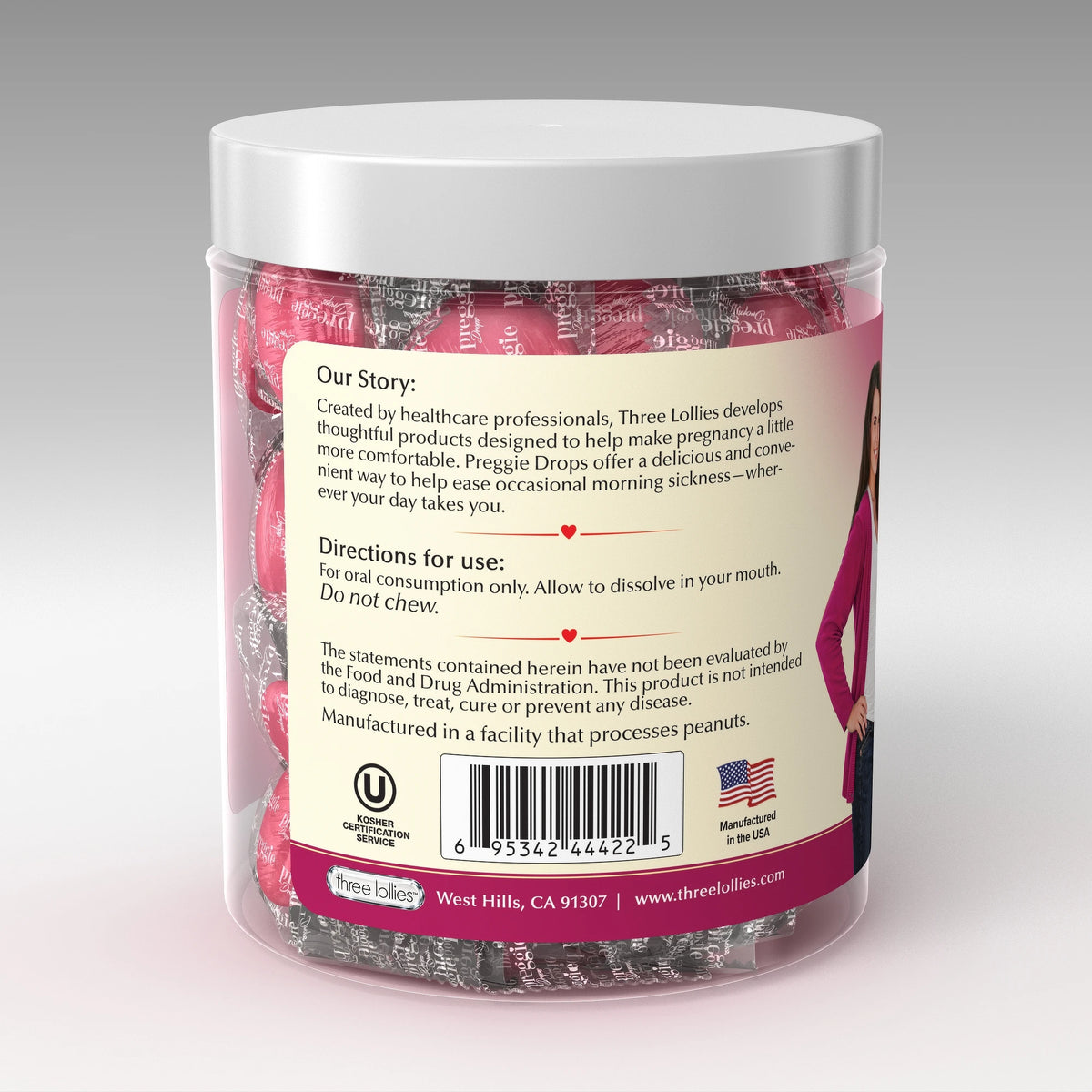 Preggie 32 Sour Raspberry Plus - directions and barcode panel