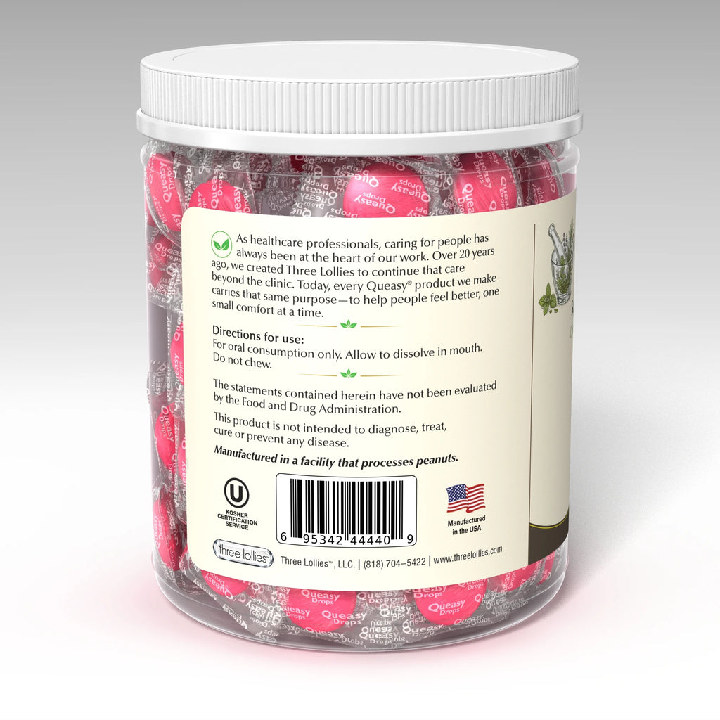 Queasy 100 Sour Raspberry - directions and barcode panel