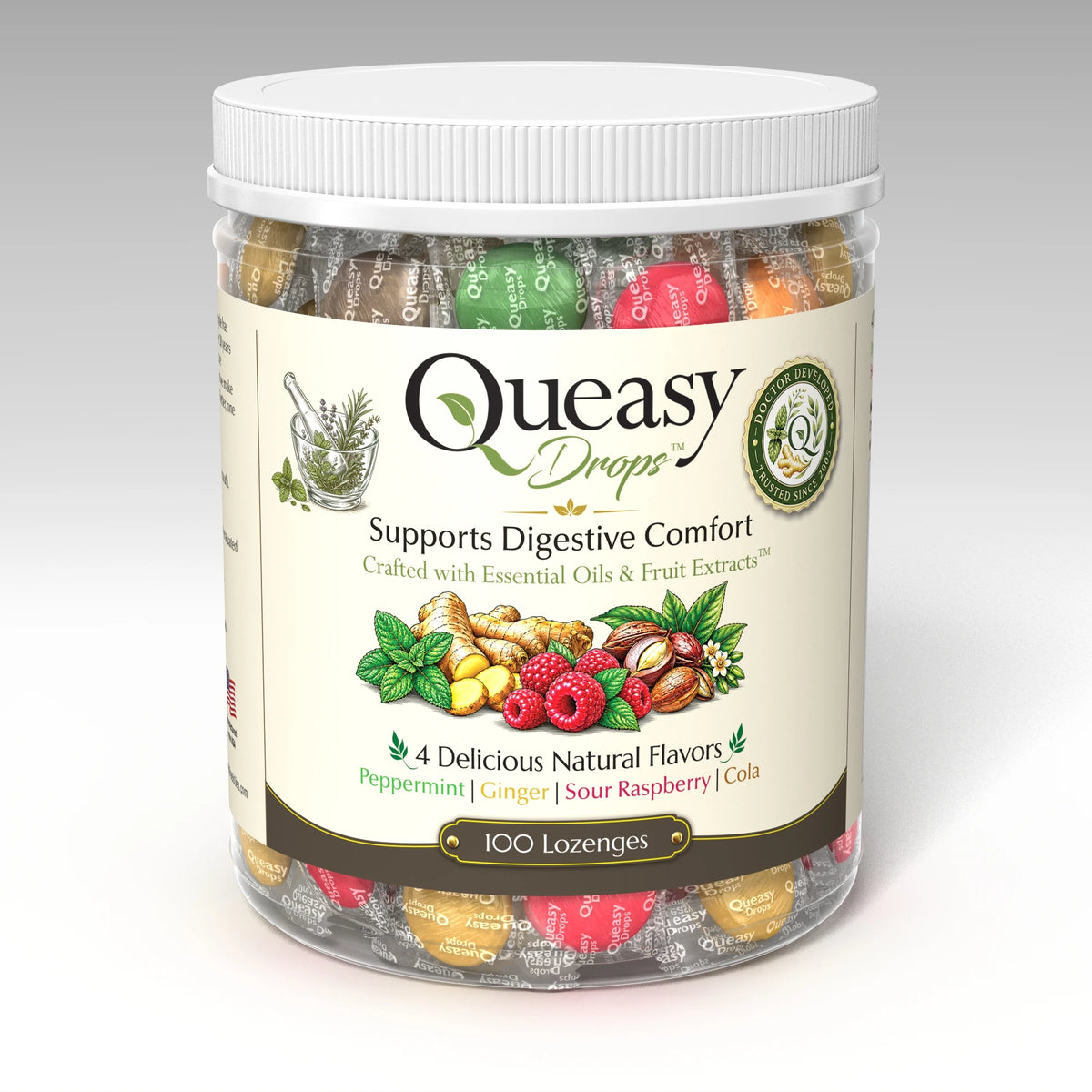 Queasy 100 Lozenges - front