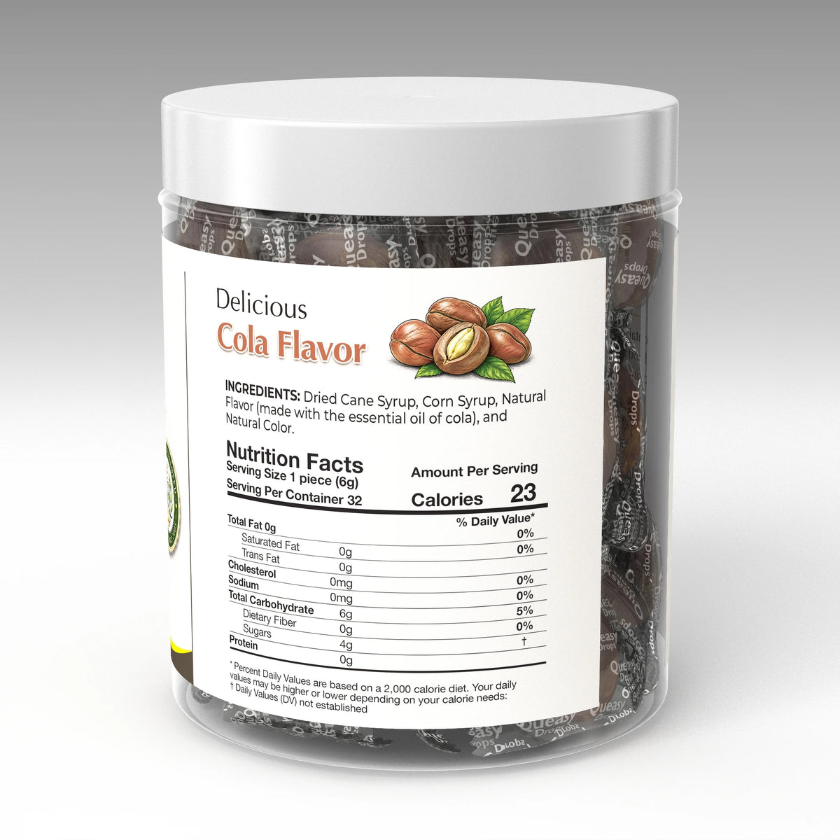 Queasy 32 Cola - nutrition and ingredients panel