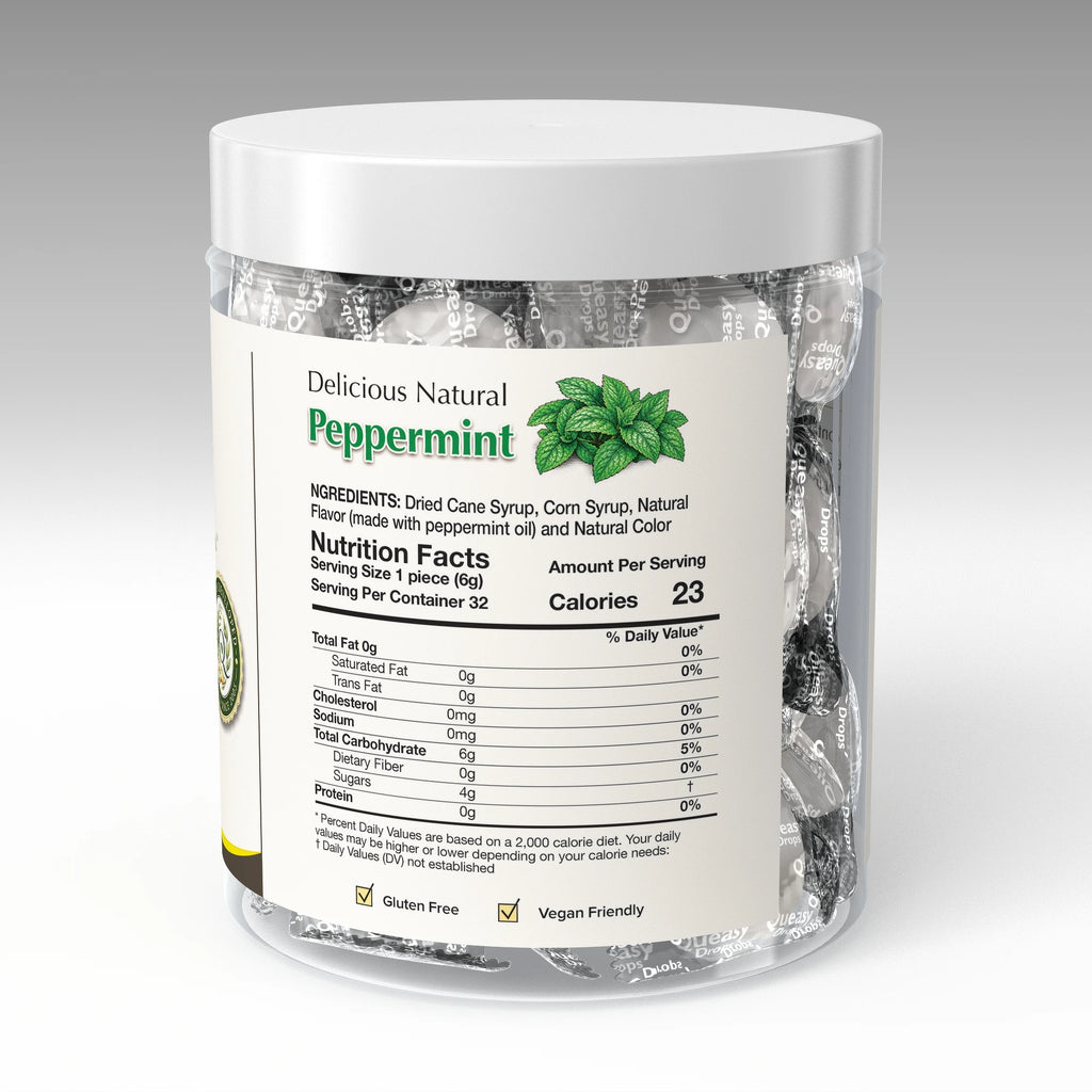 Queasy 32 Peppermint - nutrition and ingredients panel
