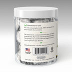 Queasy 32 Peppermint - directions and barcode panel