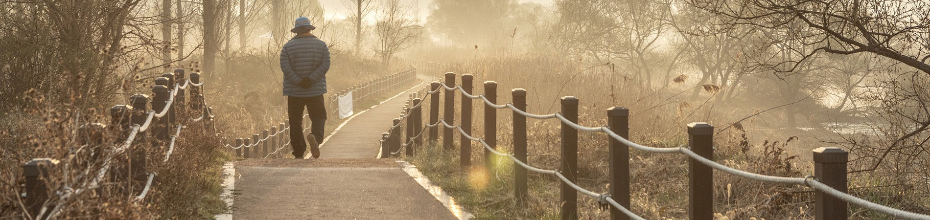 Man Walking on Bridge