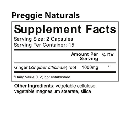 Preggie Naturals Nutrition Label